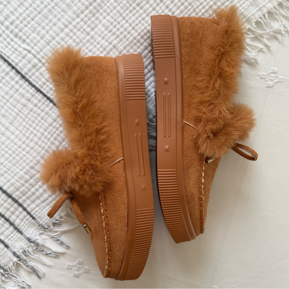 Women’s Chestnut Brown Faux Fur Lined Slip On Moccasin Loafers Size 9 - Picture 10 of 13